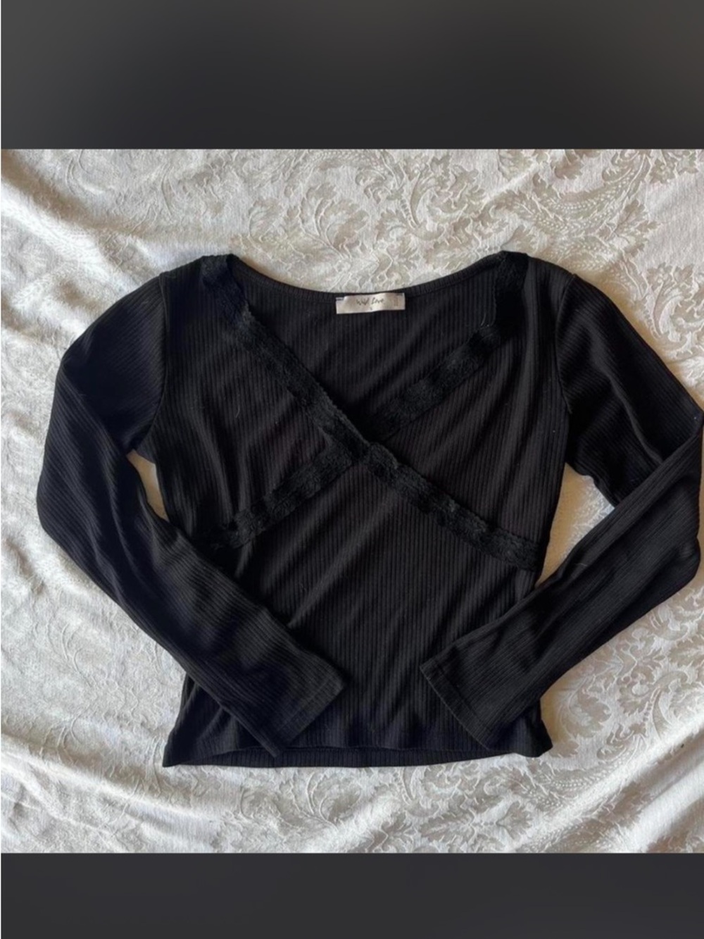 black lace detailed long sleeve size s